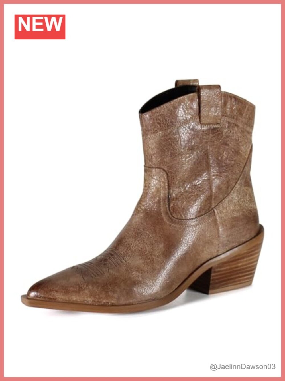 Diba True Rave Lion Western Pull-On Ankle Boots Pointed Toe Stacked Heel